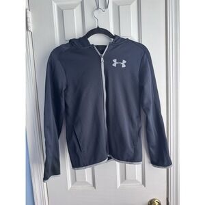 Adidas Full Zip Hoodie Youth XL Black With Grey Trim